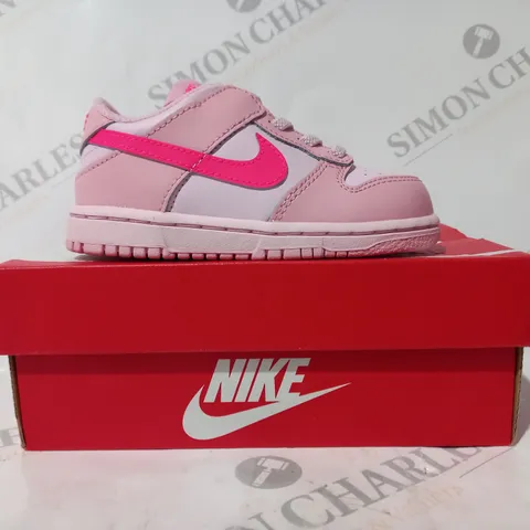 BOXED PAIR OF NIKE DUNK LOW KIDS SHOES IN PINK UK 6.5