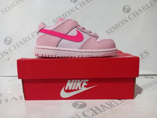 BOXED PAIR OF NIKE DUNK LOW KIDS SHOES IN PINK UK 6.5