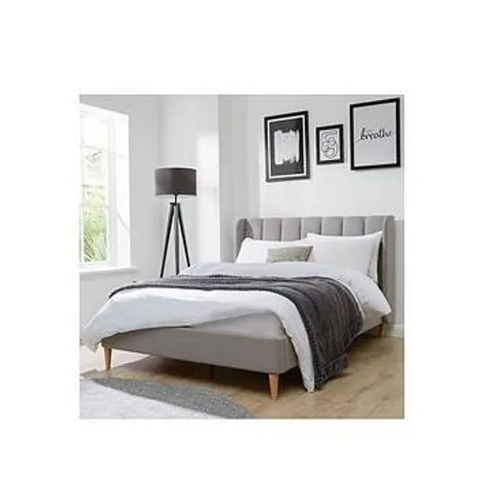 BOXED NOOK KING BEDFRAME IN GREY - 2 BOXES