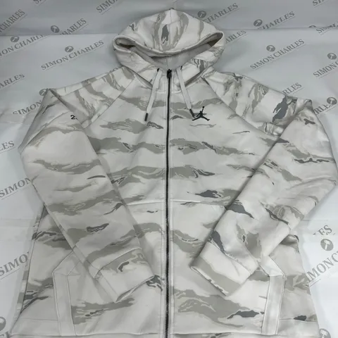 AIR JORDAN CAMO PRINT ZIP THROUGH HOODIE IN WHITE SIZE MEDIUM