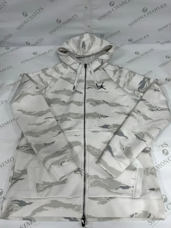 AIR JORDAN CAMO PRINT ZIP THROUGH HOODIE IN WHITE SIZE MEDIUM