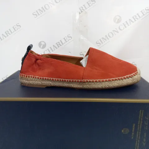 BOXED FAIRFAX&FAVOR MONACO FLAT ESPADRILLE SUNSET ORANGE SUEDE - UK 7.5