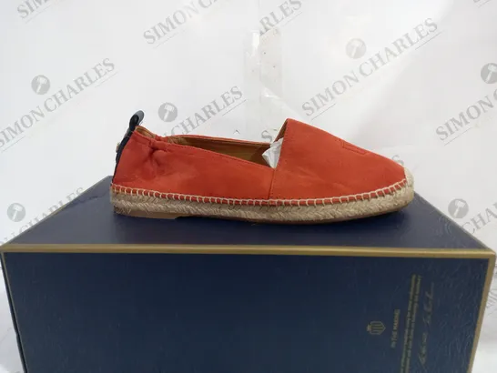 BOXED FAIRFAX&FAVOR MONACO FLAT ESPADRILLE SUNSET ORANGE SUEDE - UK 7.5