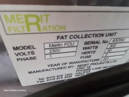 MERIT FILTRATION MERLIN FAT COLLECTION UNIT