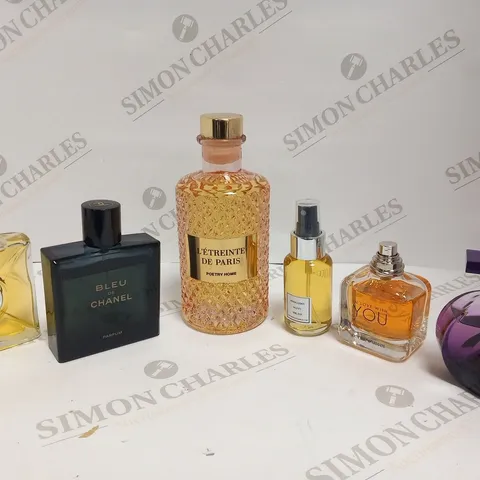 APPROXIMATELY 12 ASSORED UNBOXED FRAGRANCES TO INCLUDE; CHANEL, DENIM, EMPORIO ARMANI AND AVON