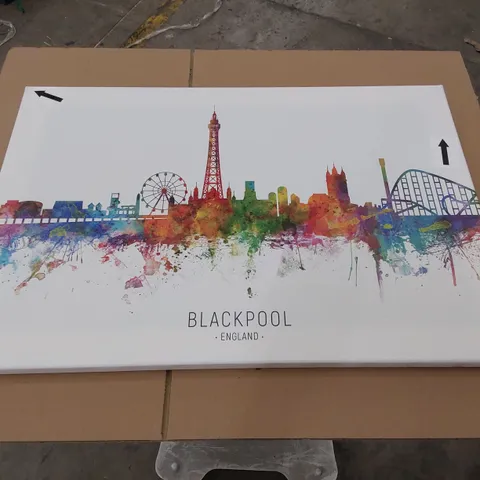 BOXED WRAPPED CANVAS - BLACKPOOL ENGLAND SKYLINE BY MICHAEL TOMPSETT (1 BOX)