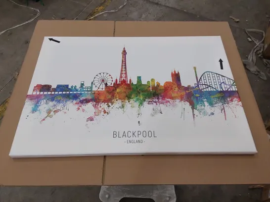 BOXED WRAPPED CANVAS - BLACKPOOL ENGLAND SKYLINE BY MICHAEL TOMPSETT (1 BOX)