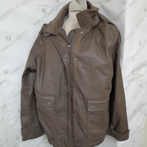PER UNA FAUX LEATHER JACKET IN BROWN SIZE 20