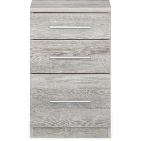 BOXED NEW PRAGUE WHITE 3 DRAWER BEDSIDE CABINET (COLLECTION ONLY)