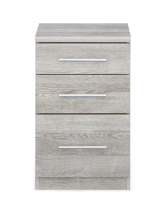 BOXED NEW PRAGUE WHITE 3 DRAWER BEDSIDE CABINET (COLLECTION ONLY) RRP £69