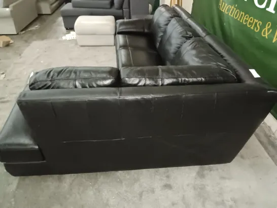 GLOSS BLACK CHAISE CORNER SOFA WITH CHROME DETAILS