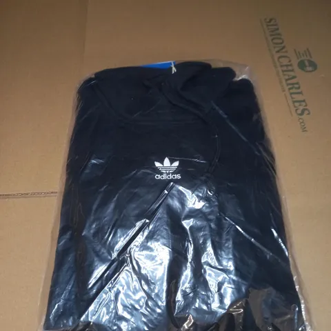 ADIDAS BLACK HOODED JUMPER - SIZE 6