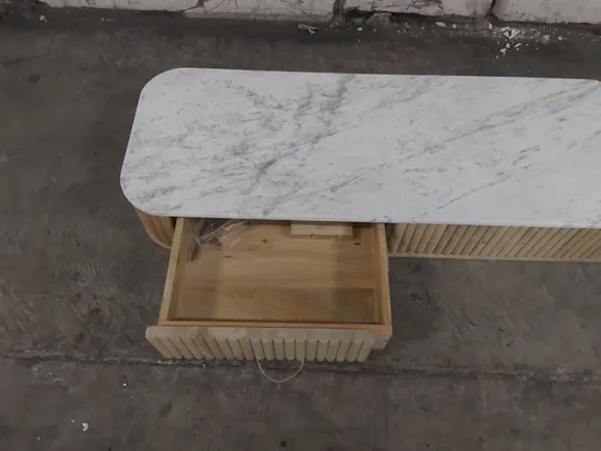 WOOD/MARBLE SIDETABLE TOP - MISSING LEGS