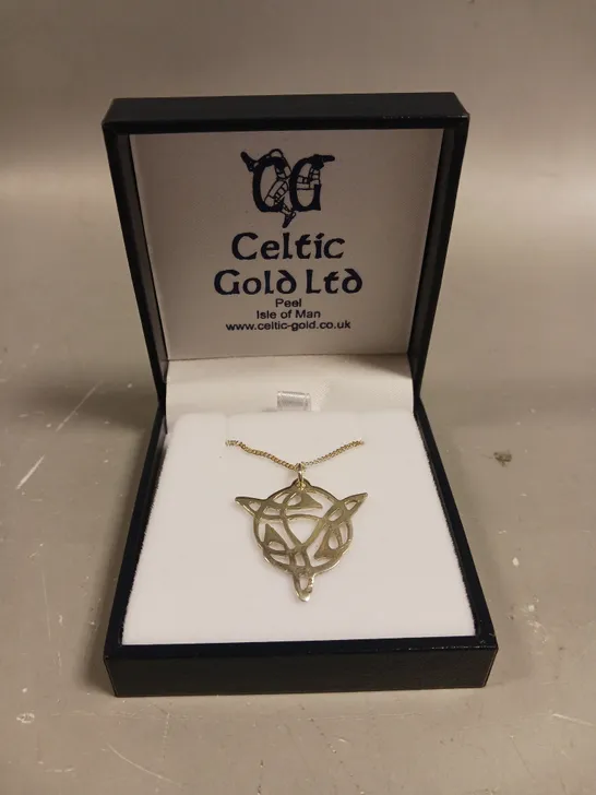 CELTIC GOLD LTD OPEN WORK CELTIC PENDANT NECKLACE 