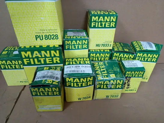 BOX OF APPROX. 13 MANN OIL/AIR/FUEL FILTERS 