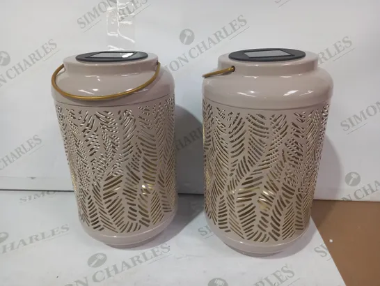 GARDEN REFLECTIONS SET OF 2 PATTERNED SOLAR LANTERNS