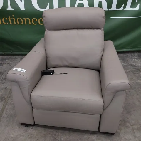 QUALITY ITALIAN DESIGNER ADRIANO POWER RECLINING EASY CHAIR MUSHROOM LEATHER 