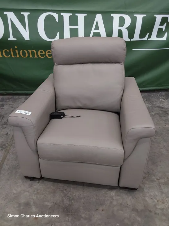 QUALITY ITALIAN DESIGNER ADRIANO POWER RECLINING EASY CHAIR MUSHROOM LEATHER 