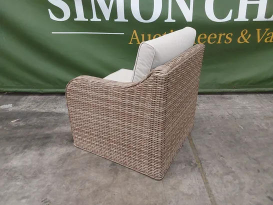 BOXED PRIMROSE LIVING GARDEN AND PATIO CURVED ARM RIGHT CORNER SOFA CHAIR PIECE IN NATURAL COLOUR