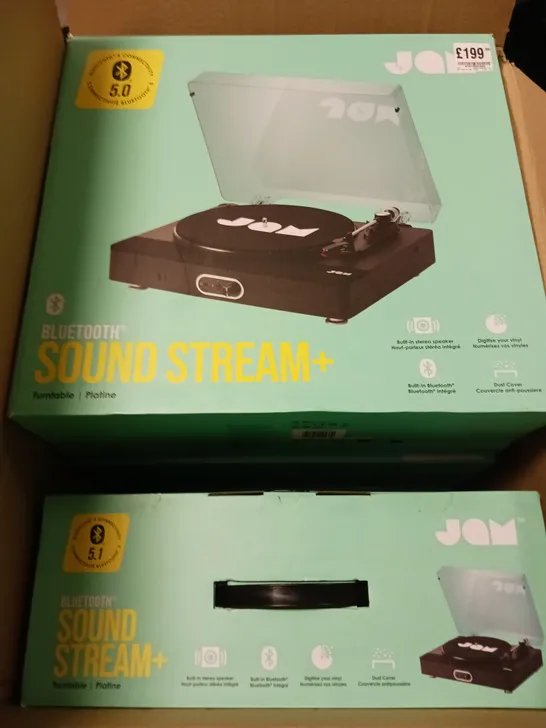 4 X BOXED JAM SOUND STREAM+ BLUETOOTH ENABLED TURNTABLES IN BLACK