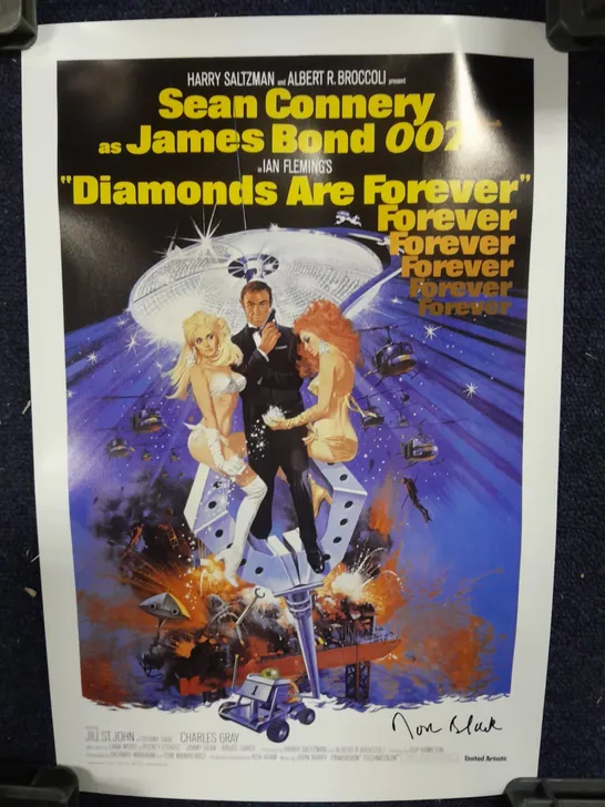 JAMES BOND DIAMONDS ARE FOREVER SIGNED MOVIE ART POSTER 