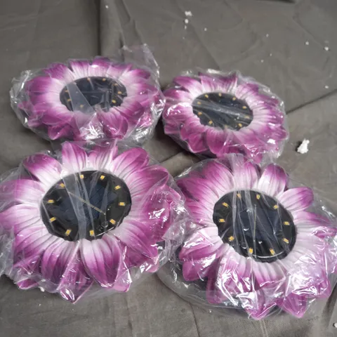 GARDEN REFLECTIONS SET OF 4 SOLAR FLOWER DISC LIGHTS