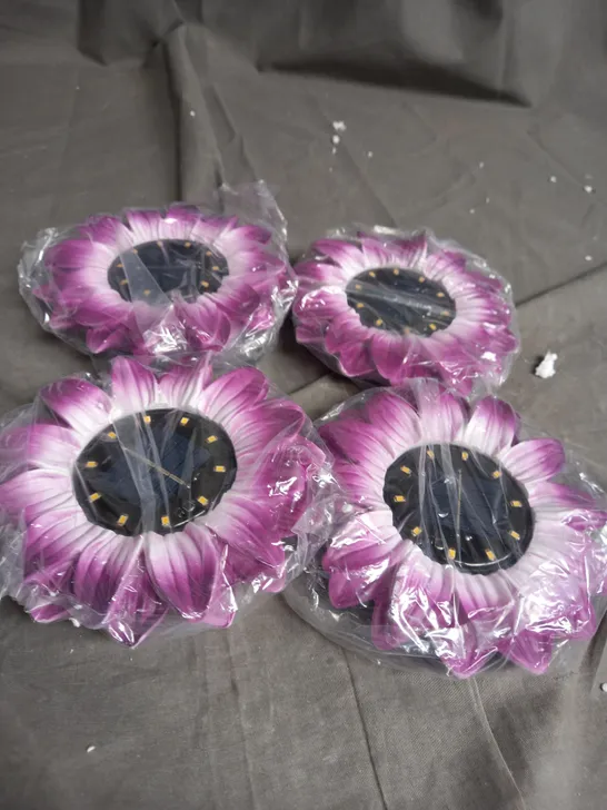 GARDEN REFLECTIONS SET OF 4 SOLAR FLOWER DISC LIGHTS