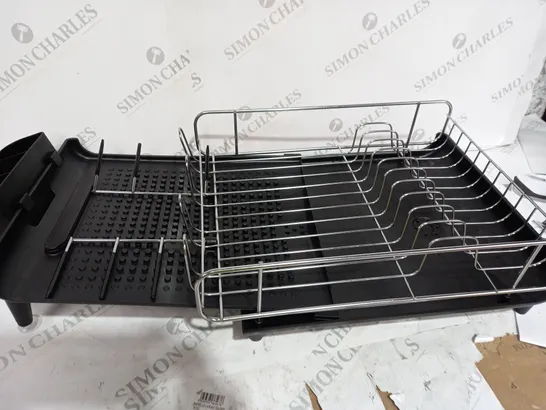 BLACK DISH DRYING RACK WITH METAL RACKING 