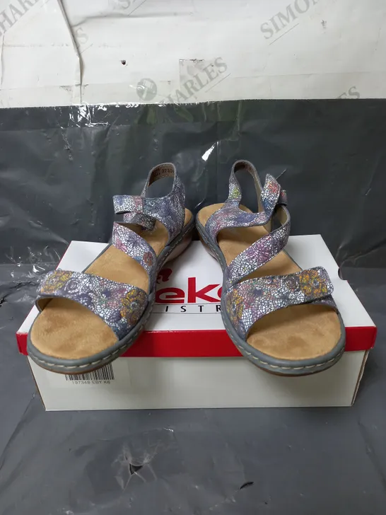 RIEKER ANTI-STRESS SANDALS BLUE FLORAL SIZE 6