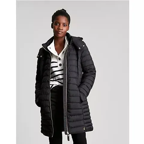 JOULES CANTERBURY LONG PADDED COAT- BLACK SIZE 16