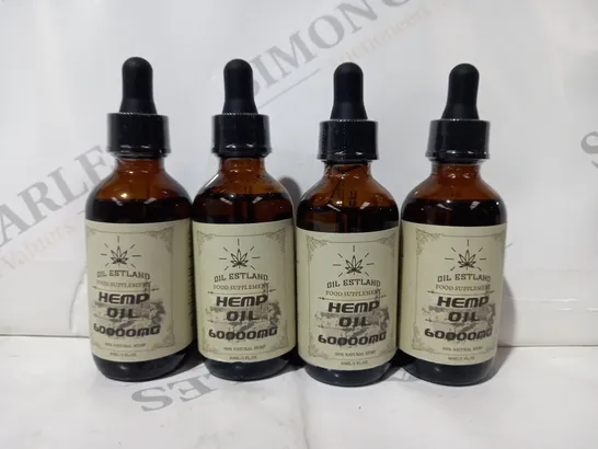 SET OF 4 OIL ESTLAND 60000MG HEMP OIL BOTTLES (60ML) - COLLECTION ONLY