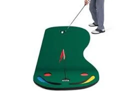 BOXED COSTWAY 9.8FT X 3FT PAR 3 HOLES GOLF PUTTING GREEN MAT SET FOR INDOOR & OUTDOOR PRACTICE