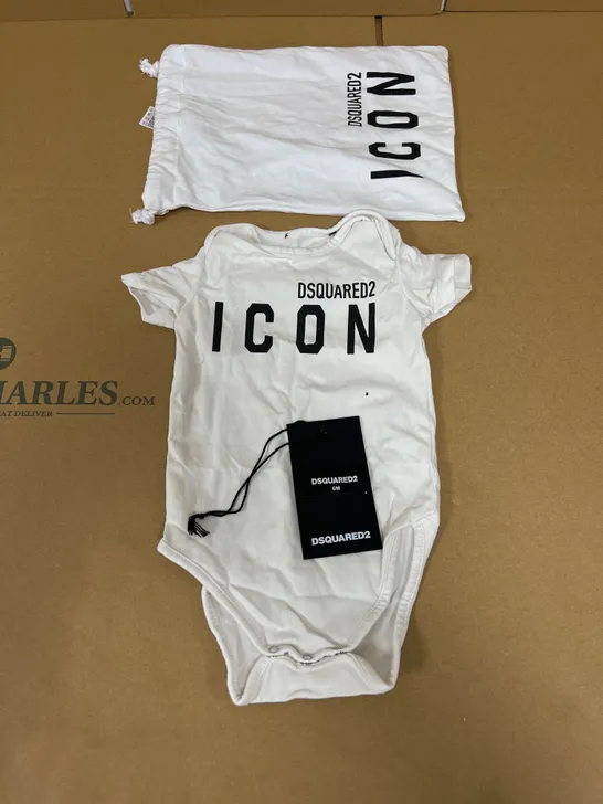 DSQUARED2 ICON BABY BODYSUIT IN WHITE SIZE 6M