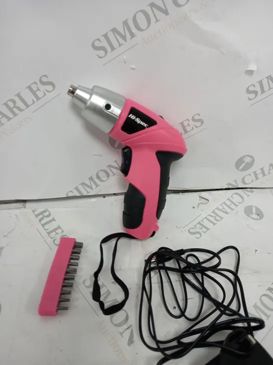 BOXED HI-SPEC 4.8V PINK CORDLESS ELECTRIC SCREWDRIVER 