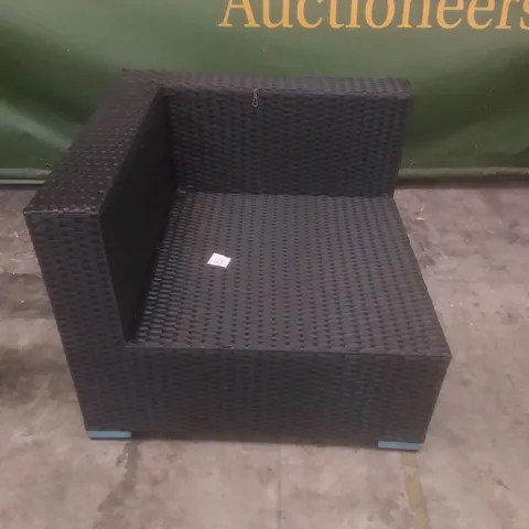 RATTAN EFFECT CORNER SOFA SECTION BLACK