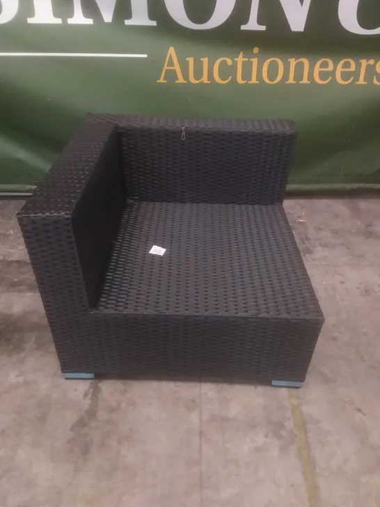 RATTAN EFFECT CORNER SOFA SECTION BLACK