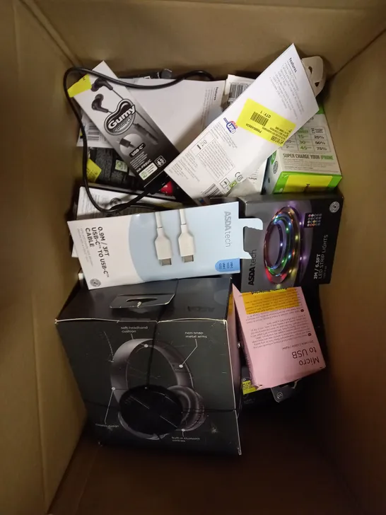 APPROXIMATELY 25 ASSORTED ELECTRICAL PRODUCTS TO INCLUDE WIRELESS EARBUDS, LED LIGHT STRIP, HEADPHONES ETC