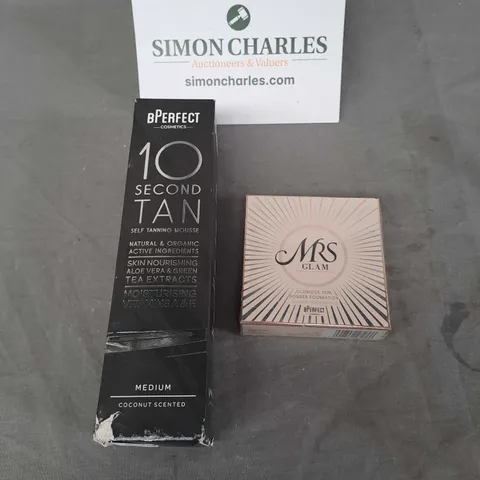 BPERFECT LOT OF 2 COSMETIC PRODUCTS TO INCLUDE - SELF TANNING MOUSSE AND POWDER FOUNDATION