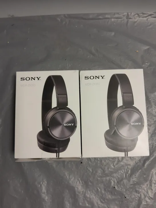 BOXED SONY X2 MDR-ZX310 WIRED STEREO HEADSETS IN BLACK