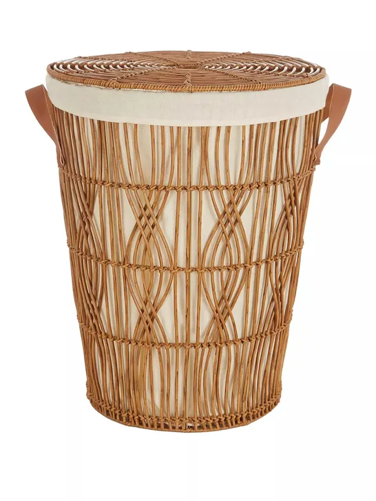 ROUND TAPERED RATTAN STYLE LAUNDRY HAMPER