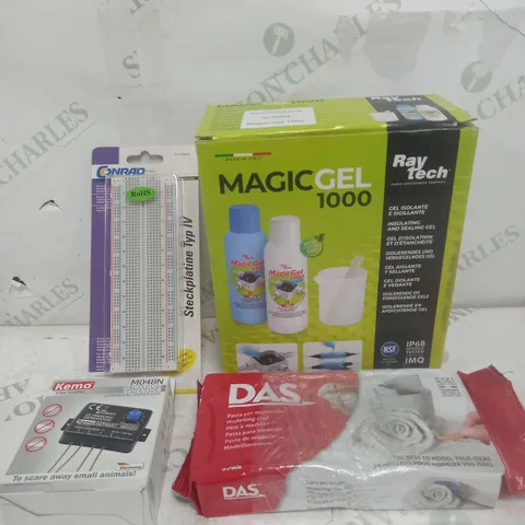 BOX OF APPROXIMATELY 10 ASSORTED ITEMS TO INCLUDE MAGICGEL, STECKPLATINE, ULTRASONIC GENERATOR ETC