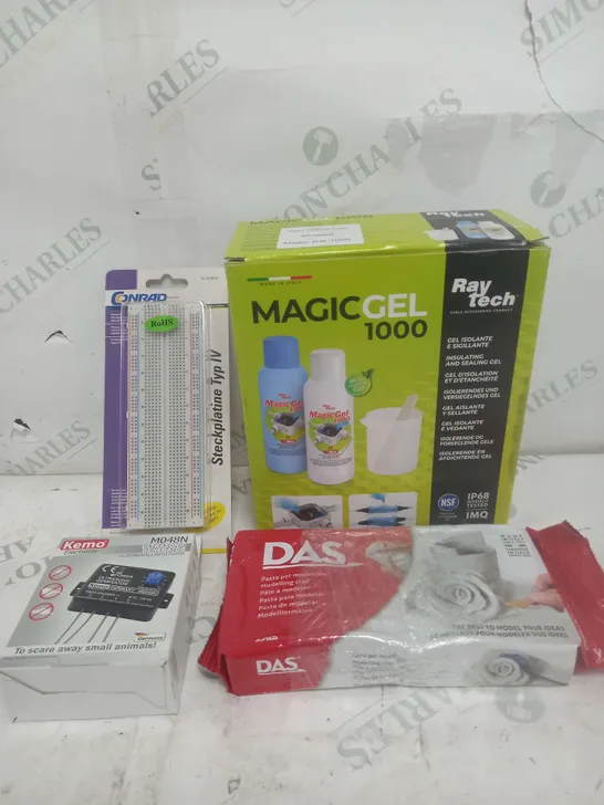 BOX OF APPROXIMATELY 10 ASSORTED ITEMS TO INCLUDE MAGICGEL, STECKPLATINE, ULTRASONIC GENERATOR ETC