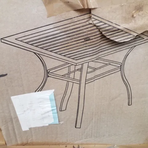 BOXED BLACK METAL GARDEN DINING TABLE 