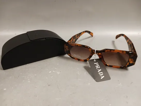 PRADA RECTANGLE LENS TORTOISE SHELL FRAMED SUNGLASSES 