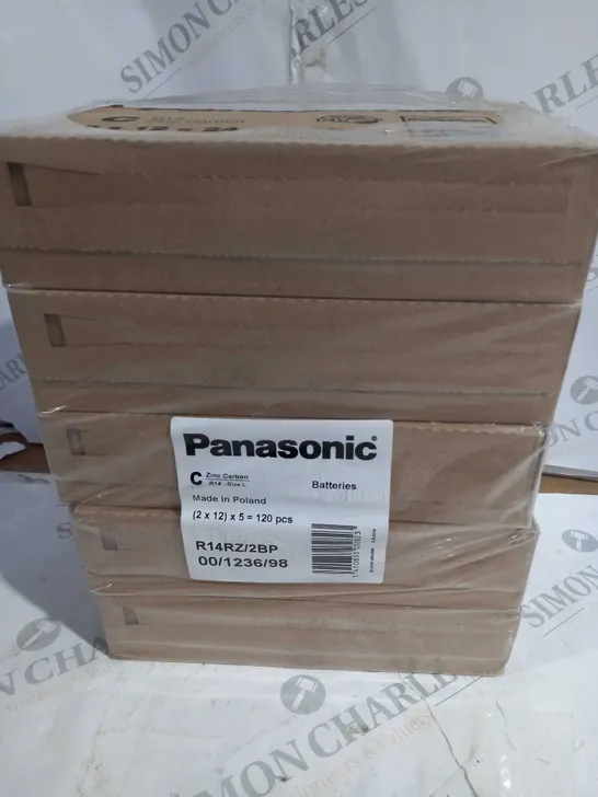 APPROXIMATELY 5 PACKS OF PANASONIC R14 ZINC CARBON BATTERIES (24 PER PACK)