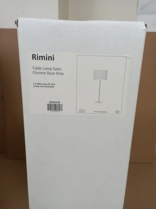 BOX OF 4 BRAND NEW RIMINI TABLE LAMP SATIN CHROME BASE ONLY 