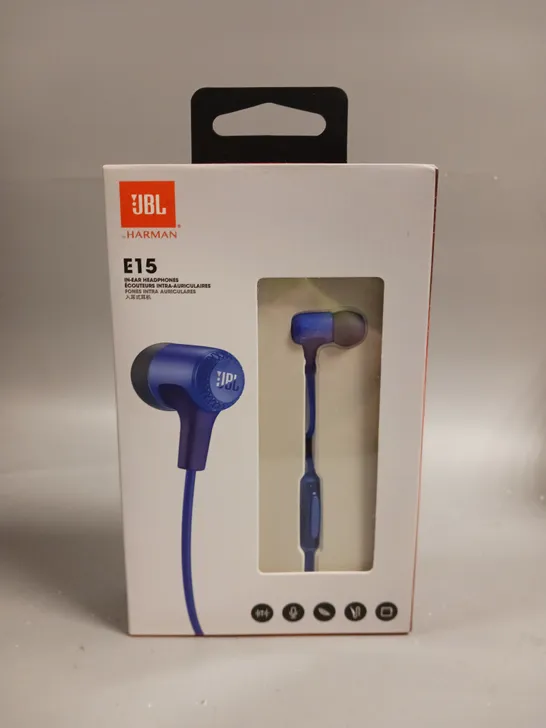 BOXED SEALED JBL E15 IN-EAR HEADPHONES IN BLUE 