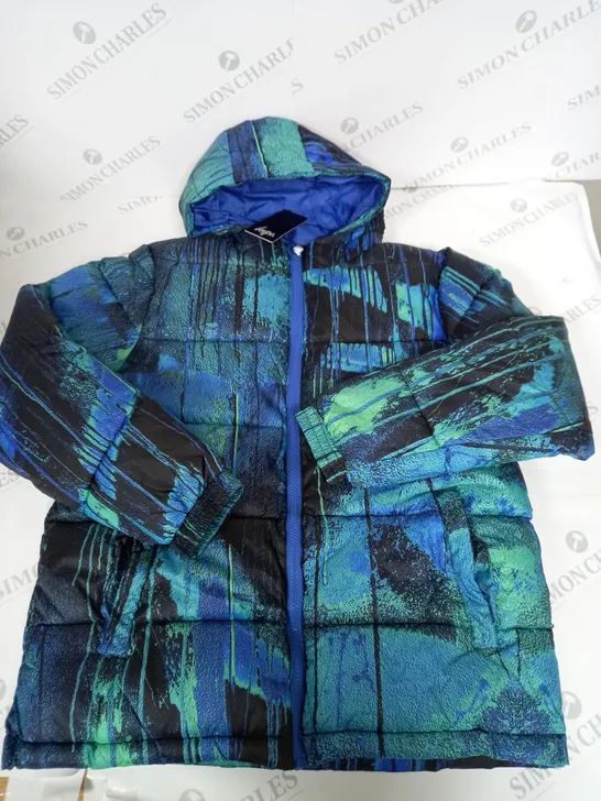 HYPE BLUE GRAFITI KIDS PUFFER JACKET SIZE 14 YEARS