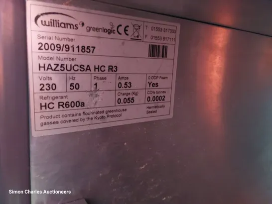 WILLIAMS UNDERCOUNTER FRIDGE HAZ5UCSA HC R3