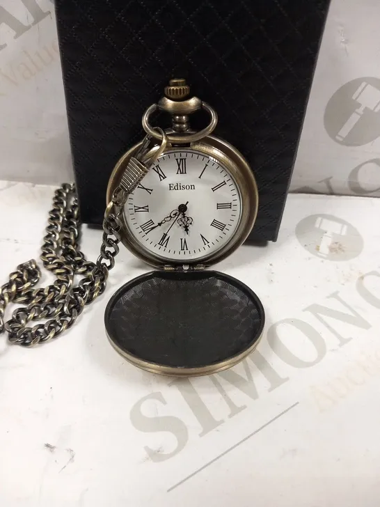 MENS EDISON POCKET WATCH WITH CHAIN 